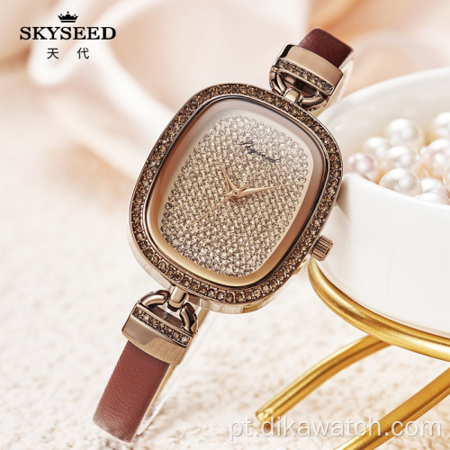 Relógio feminino SKYSEED pequeno e simples com diamantes
